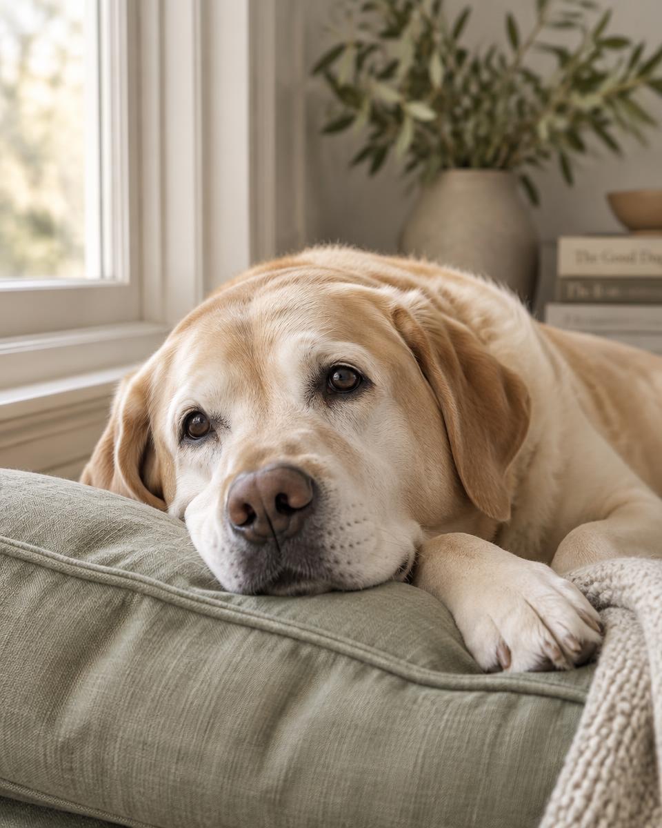 窗邊休息的熟齡拉布拉多